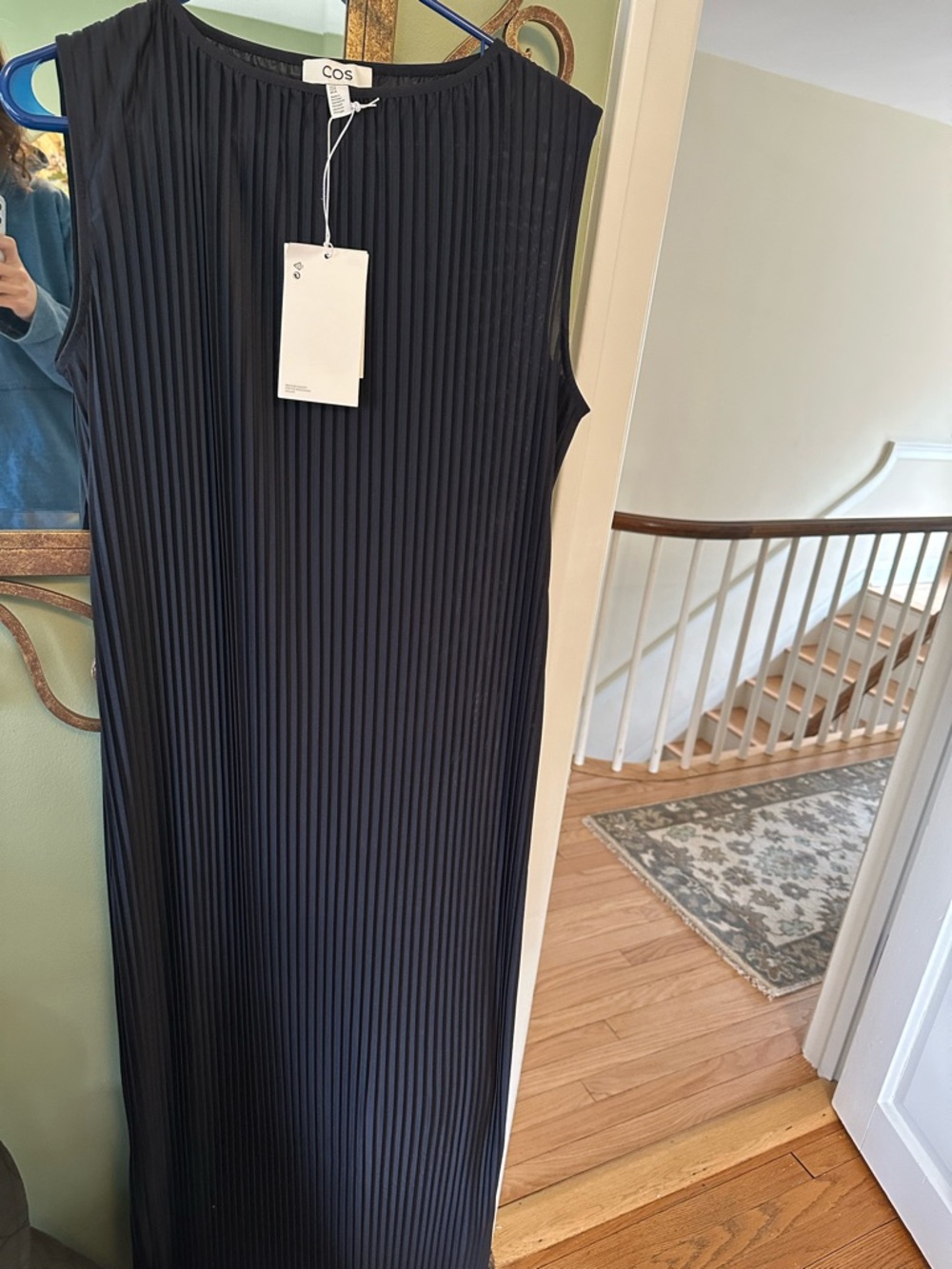 COS Black Pleated Sleeveless Maxi Dress